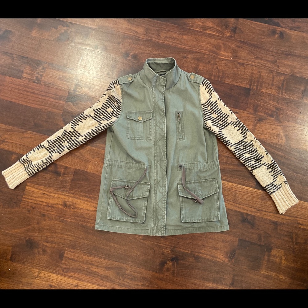Blu Pepper Army Green Sweater Jacket